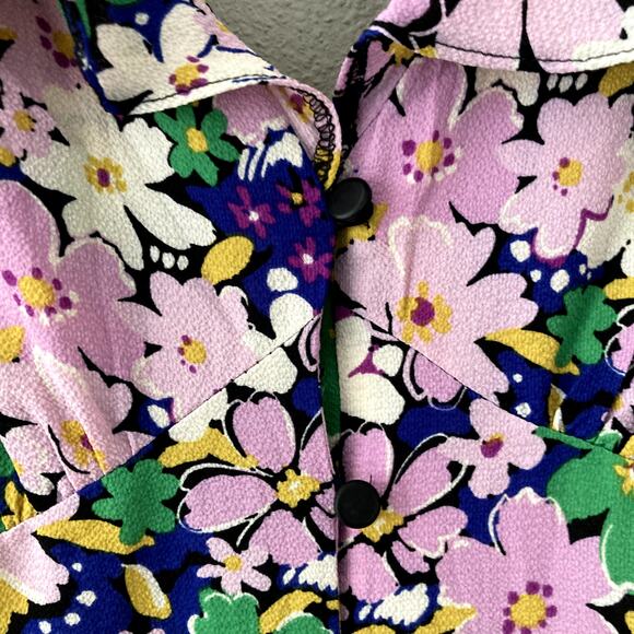 ASOS Design Flutter Sleeve Button Front Mini Dress - Purple Floral - 6 - Picture 3 of 8